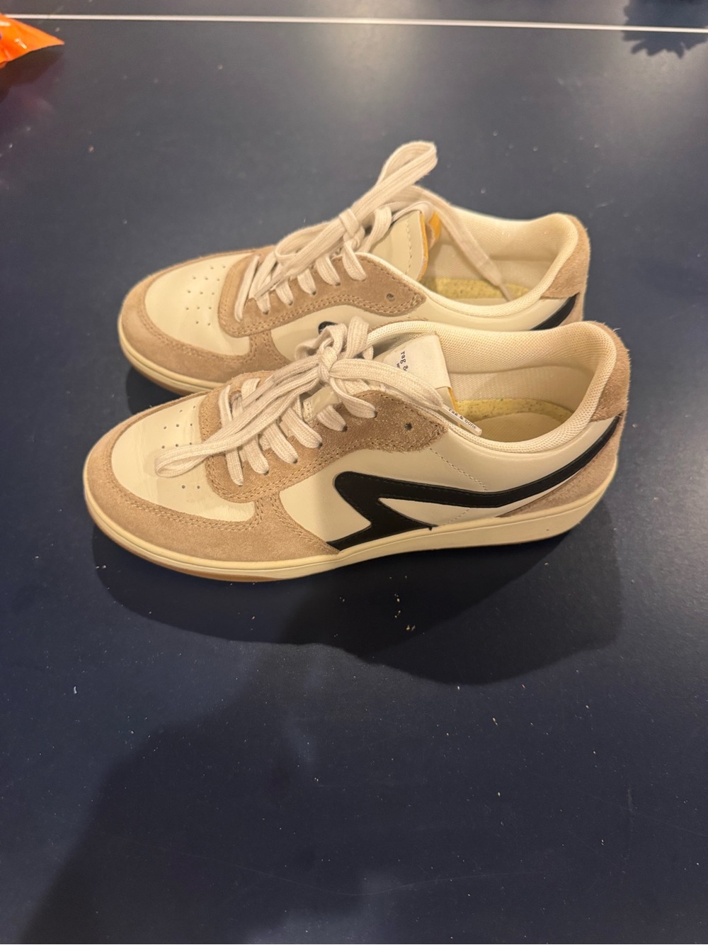 rag & bone retro court sneakers Beige, White, tan, and Black Low-Top Athletic